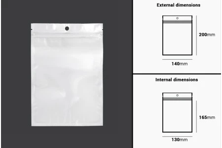 Plastična zip kesica 140x200mm sa belom zadnjom i providnom prednjom stranom i rupom za kačenje - 100 kom-2