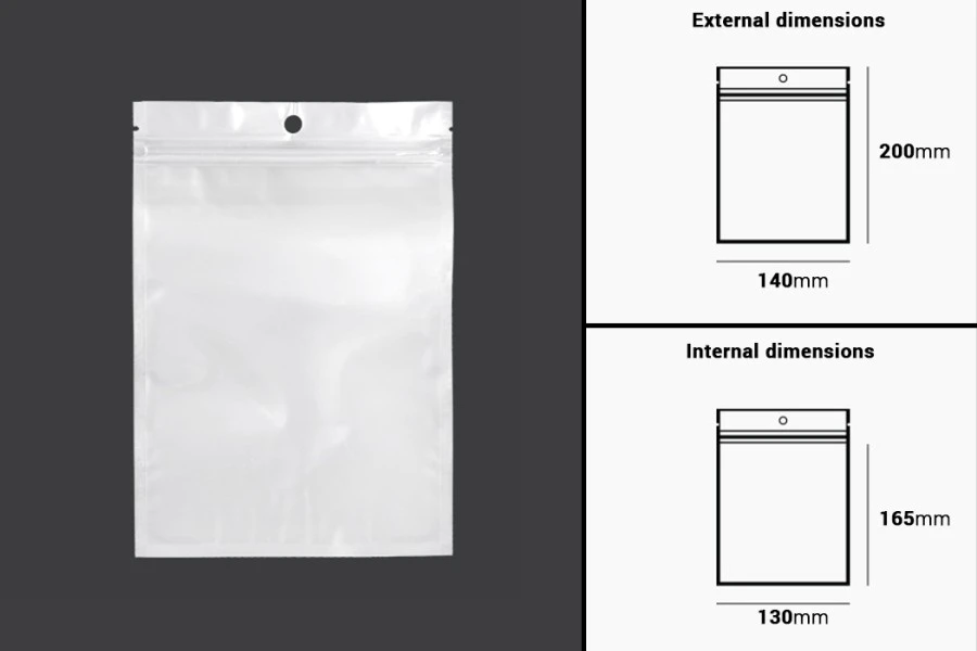 Plastična zip kesica 140x200mm sa belom zadnjom i providnom prednjom stranom i rupom za kačenje - 100 kom Plastična zip kesica 140x200mm sa belom zadnjom i providnom prednjom stranom i rupom za kačenje - 100 kom
