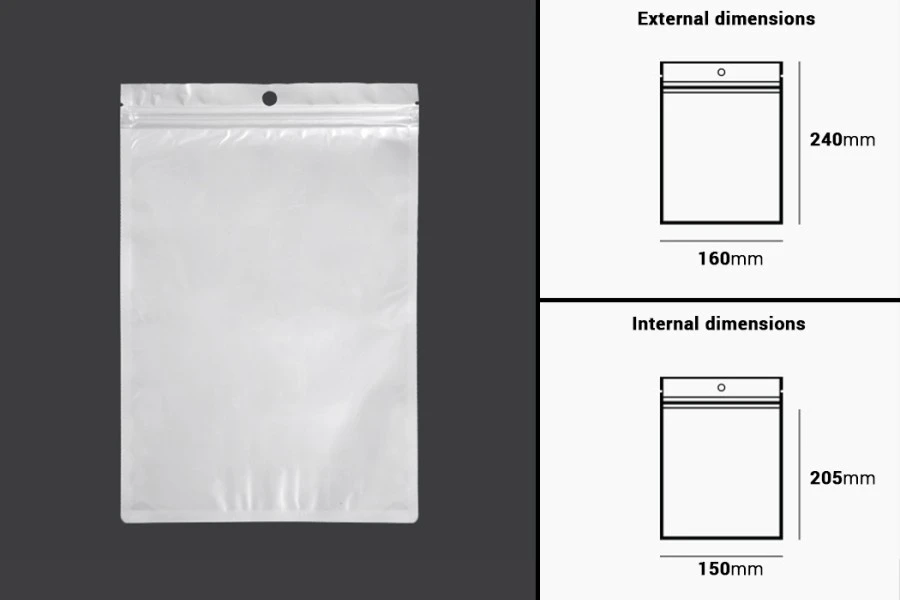 Plastična zip kesica 160x240mm sa belom zadnjom i providnom prednjom stranom i rupom za kačenje - 100 kom Plastična zip kesica 160x240mm sa belom zadnjom i providnom prednjom stranom i rupom za kačenje - 100 kom
