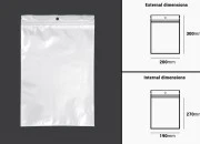 Plastična zip kesica 200x300mm sa belom zadnjom i providnom prednjom stranom i rupom za kačenje - 100 kom