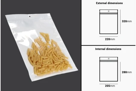 Plastična zip kesica 220x320mm sa belom zadnjom i providnom prednjom stranom i rupom za kačenje - 100 kom-2