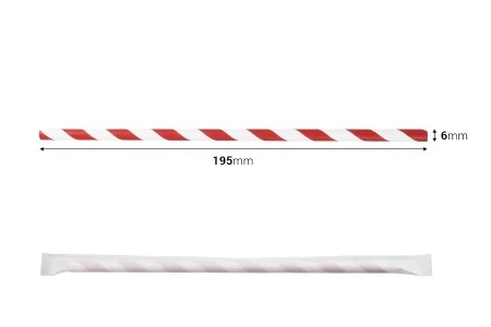 Papirne slamčice, ekološke 195x6 mm u raznim bojama - 100 kom (pojedinačno pakovanje)-2