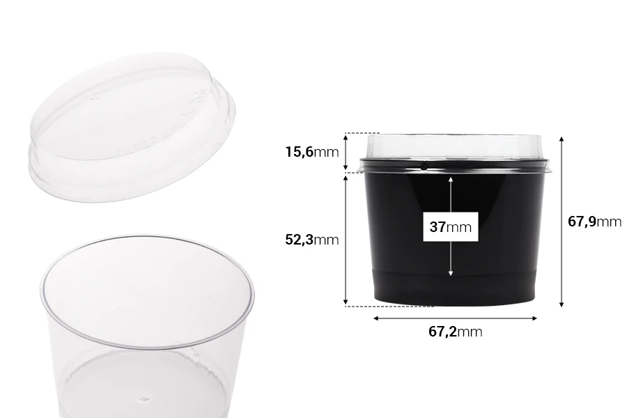 Plastična providna čašica 200mL sa poklopcem - 50 kom Plastična providna čašica 200mL sa poklopcem - 50 kom