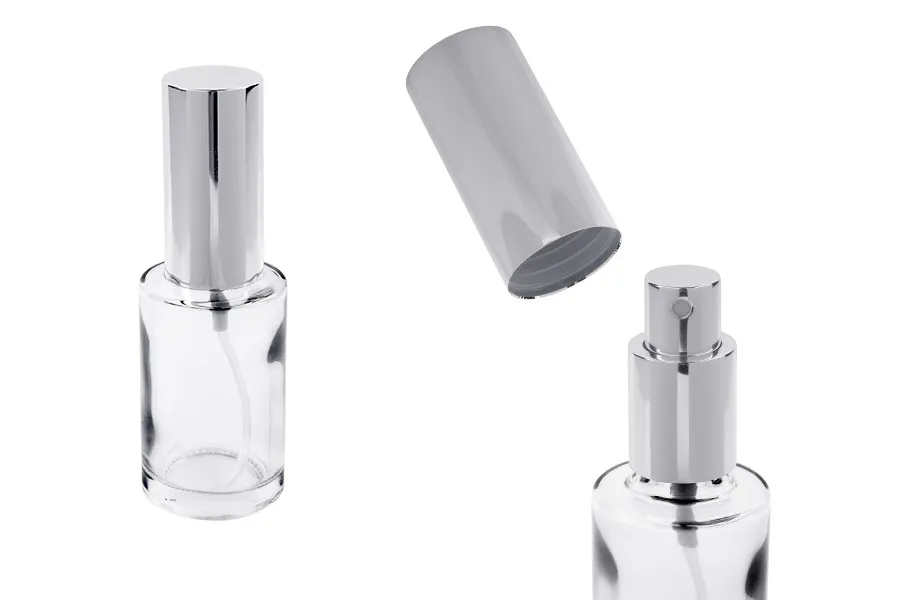 Okrugla parfemska bočica 30 ml sa aluminijumskim sprejom srebrne boje - (minimalna porudžbina 1 kutija)