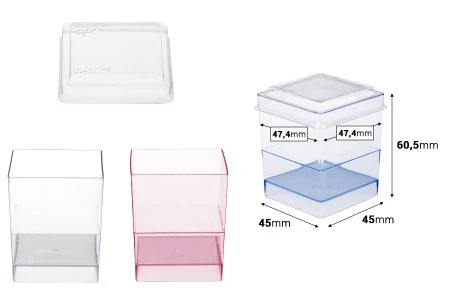 Plastična četvrtasta posudica za slatkiše 80mL sa poklopcem - 48 kom-2