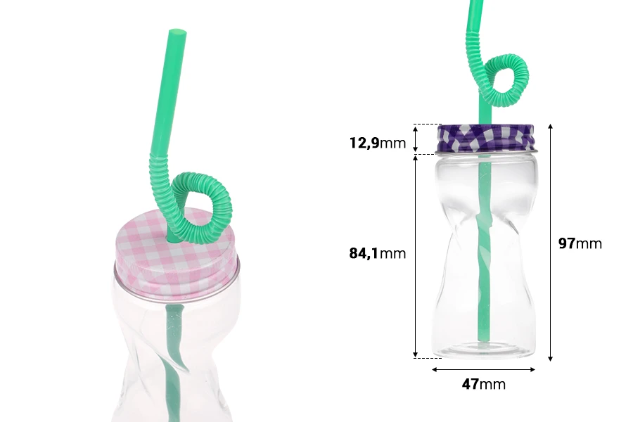 Staklena flašica 80mL sa zatvaračem i slamčicom, više boja-dimenzije_slike