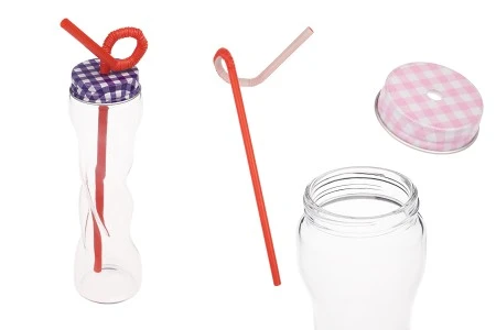 Staklena flašica 100mL sa zatvaračem i slamčicom, više boja-1