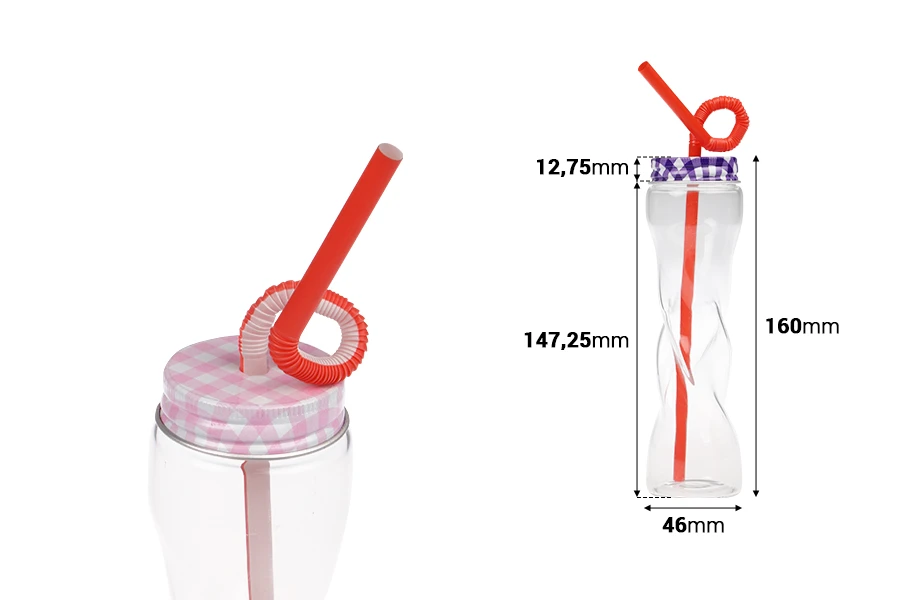 Staklena flašica 100mL sa zatvaračem i slamčicom, više boja-dimenzije_slike