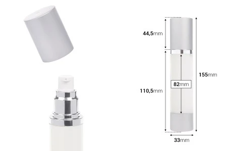 Airless plastična bočica 50mL za kreme sa aluminijumskom osnovom i zatvaračem u srebrnoj boji-2