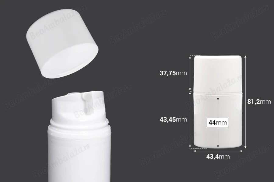 Airless bela plastična bočica 30mL za kreme-dimenzije_slike