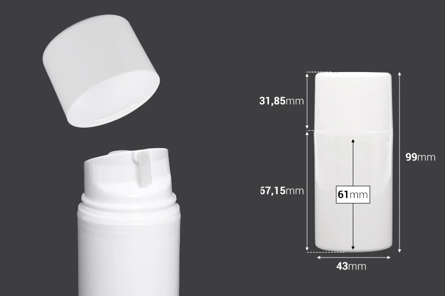 Airless bela plastična bočica 50mL za kreme