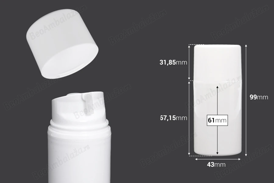 Airless bela plastična bočica 50mL za kreme-dimenzije_slike