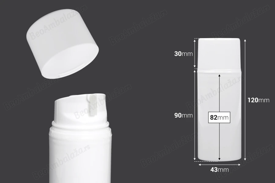 Airless bela plastična bočica 80mL za kreme-dimenzije_slike