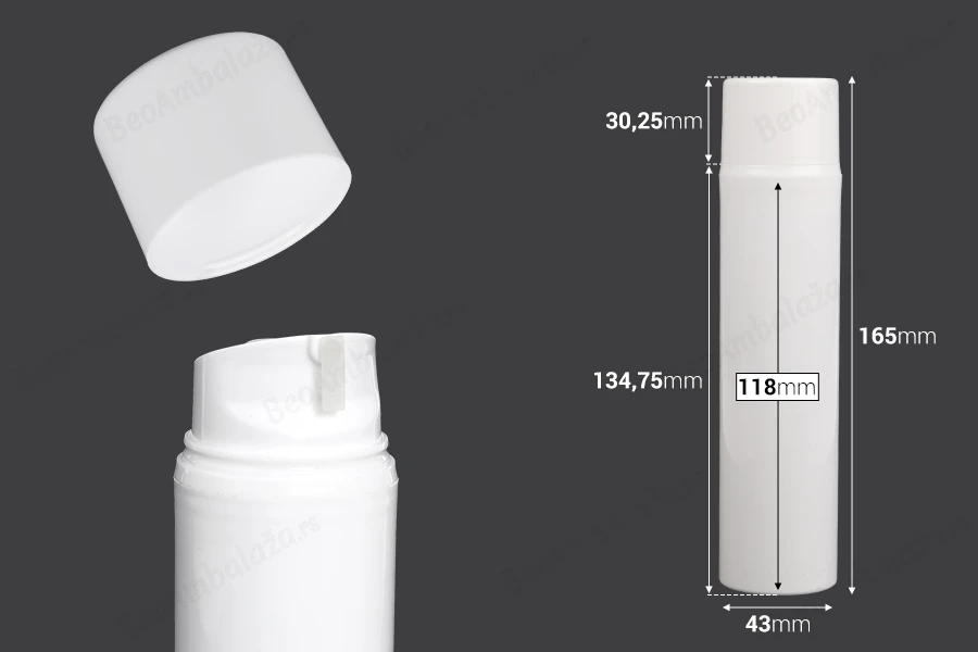 Airless bela plastična bočica 120mL za kreme-dimenzije_slike