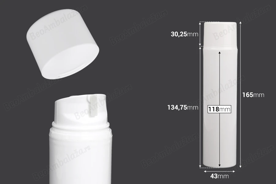 Airless bela plastična bočica 120mL za kreme-dimenzije_slike