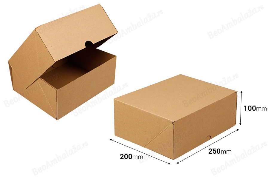 Kartonska kutija 250x200x100 mm troslojna sa automatskim sklapanjem (br. 70) - 25 kom.-dimenzije_slike