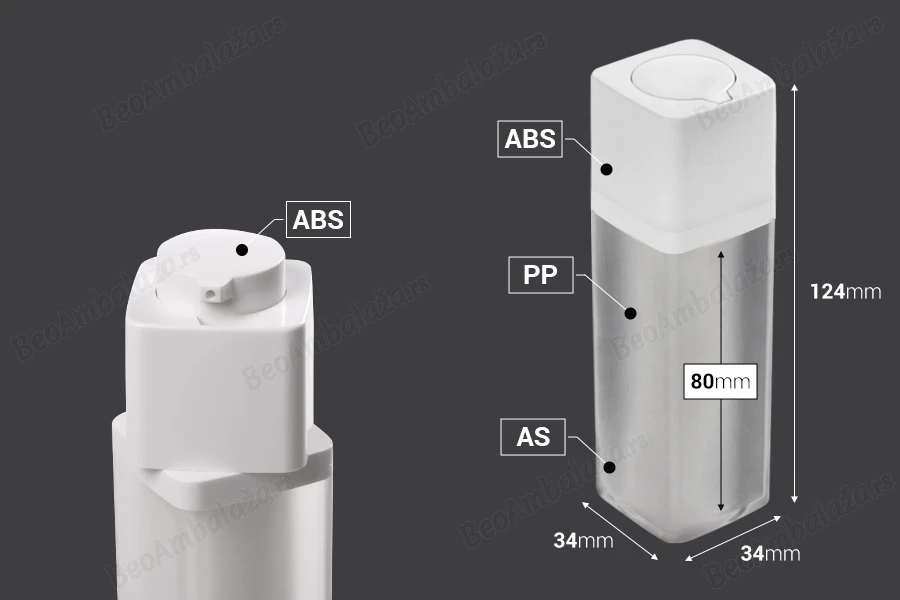 Airless akrilna bočica 30mL sa belom pumpicom-dimenzije_slike