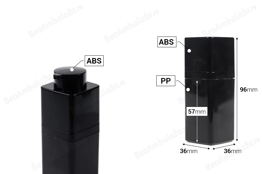 Akrilna Airless bočica 15mL sa pumpicom, u crnoj boji - 5 kom-dimenzije_slike