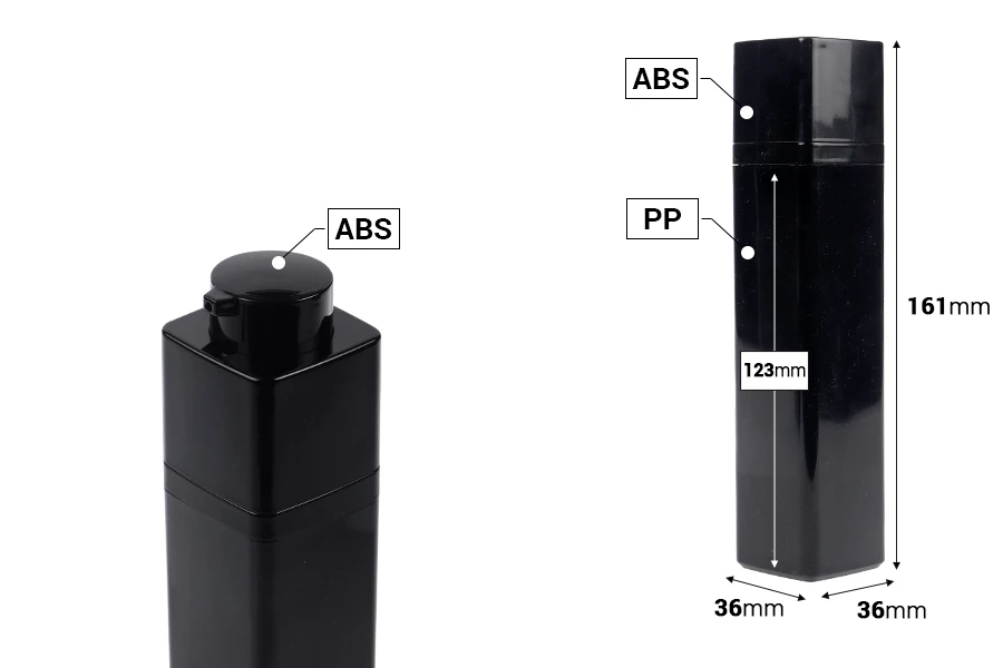 Akrilna Airless bočica 50mL sa pumpicom, u crnoj boji - 5 kom