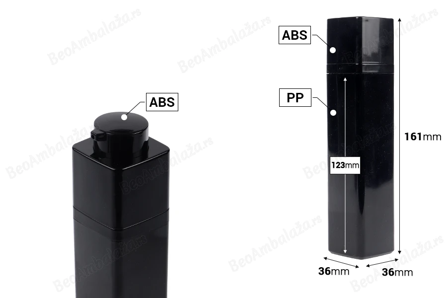 Akrilna Airless bočica 50mL sa pumpicom, u crnoj boji - 5 kom-dimenzije_slike