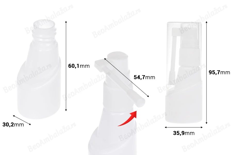Bočica sa pumpicom za topikalni sprej 30 mL za kožu i farmaceutsku upotrebu - 12 kom-dimenzije_slike