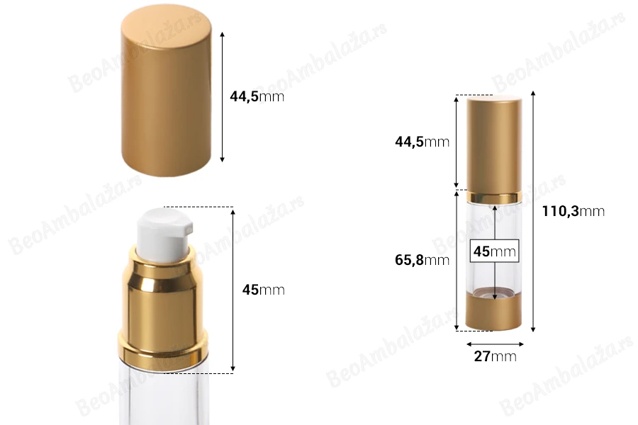 Airless akrilna flašica 15mL za kreme-dimenzije_slike