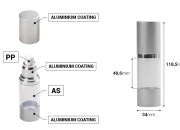 Airless akrilna bočica 30mL za kreme sa aluminijumskom osnovom i zatvaračem u 2 boje Airless akrilna bočica 30mL za kreme sa aluminijumskom osnovom i zatvaračem u 2 boje
