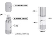 Airless plastična bela bočica 30mL za kreme sa aluminijumskom osnovom i zatvaračem u MAT srebrnoj boji Airless plastična bela bočica 30mL za kreme sa aluminijumskom osnovom i zatvaračem u MAT srebrnoj boji
