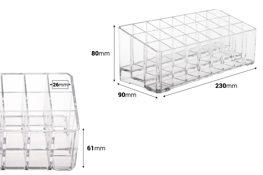 Stalak (postolje) od pleksiglasa 230x90x80mm sa 3 nivoa (24 mesta) Stalak (postolje) od pleksiglasa 230x90x80mm sa 3 nivoa (24 mesta)