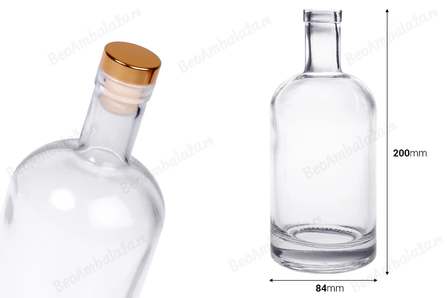 Staklena okrugla flašica 500 mL - 20 kom-dimenzije_slike