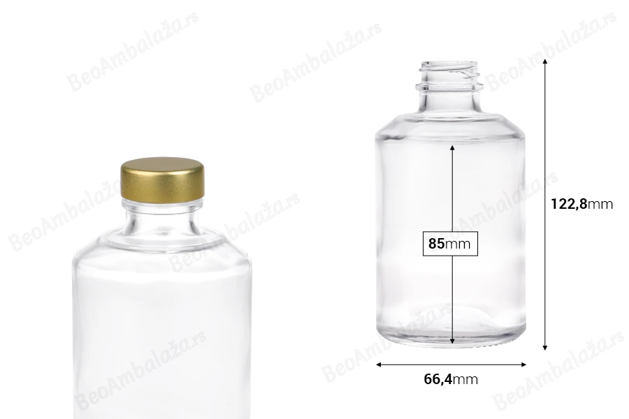 Staklena cilindrična flaša 250mL-dimenzije_slike
