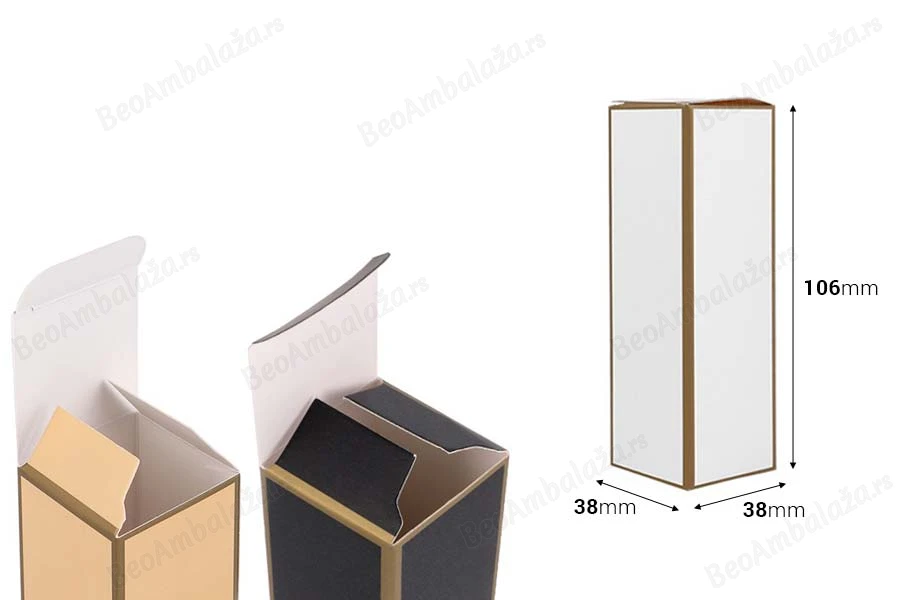 Kartonska kutija 38x38x106mm sa zlatnim ivicama, više boja - 20 kom-dimenzije_slike