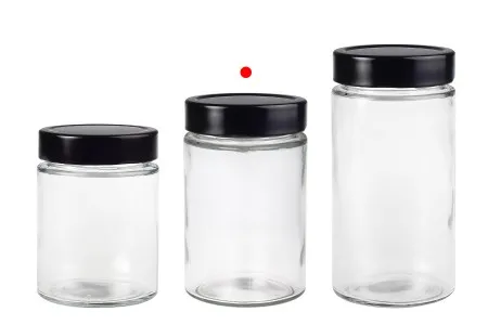 Cilindrična staklena tegla 380mL sa crnim zatvaračem T.O 70 Deep - 72 kom-3