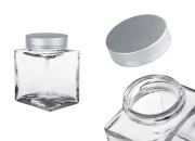 Luksuzna staklena tegla 180mL sa srebrnim mat zatvaračem i srebrnom trakom - 6 kom Luksuzna staklena tegla 180mL sa srebrnim mat zatvaračem i srebrnom trakom - 6 kom