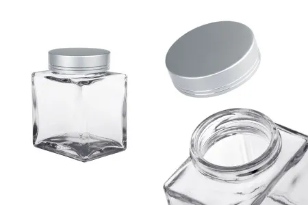 Luksuzna staklena tegla 180mL sa srebrnim mat zatvaračem i srebrnom trakom - 6 kom-1