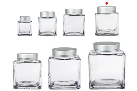 Luksuzna staklena tegla 280mL sa srebrnim mat zatvaračem i srebrnom trakom - 6 kom-6