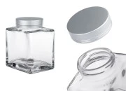 Luksuzna staklena tegla 360mL sa srebrnim mat zatvaračem i srebrnom trakom - 6 kom Luksuzna staklena tegla 360mL sa srebrnim mat zatvaračem i srebrnom trakom - 6 kom