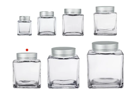 Luksuzna staklena tegla 360mL sa srebrnim mat zatvaračem i srebrnom trakom - 6 kom-5