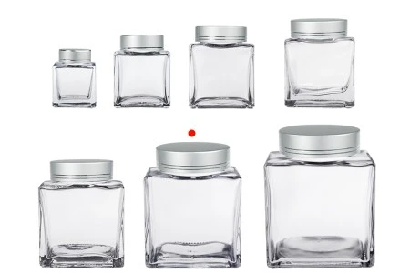 Luksuzna staklena tegla 500mL sa srebrnim mat zatvaračem i srebrnom trakom - 6 kom-5