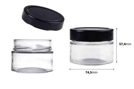 Cilindrična staklena tegla 100mL sa crnim zatvaračem T.O 70 Deep - 140 kom-2
