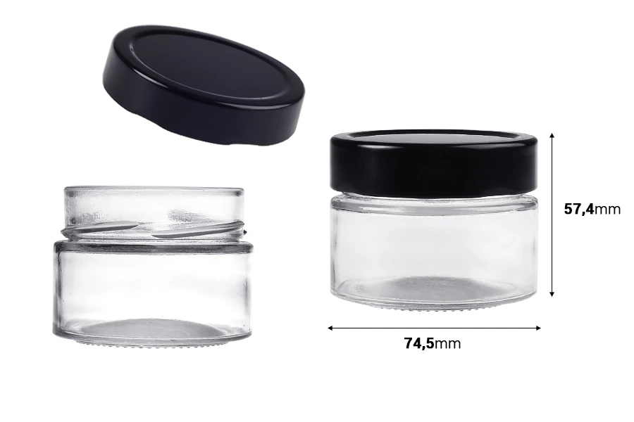 Cilindrična staklena tegla 100mL sa crnim zatvaračem T.O 70 Deep - 140 kom Cilindrična staklena tegla 100mL sa crnim zatvaračem T.O 70 Deep - 140 kom