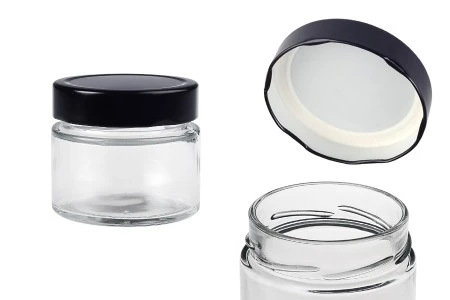 Cilindrična staklena tegla 150mL sa crnim zatvaračem T.O 70 Deep - 120 kom-1