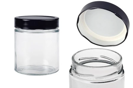 Cilindrična staklena tegla 380mL sa crnim zatvaračem T.O 82 Deep - 72 kom-1