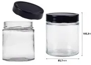 Cilindrična staklena tegla 380mL sa crnim zatvaračem T.O 82 Deep - 72 kom Cilindrična staklena tegla 380mL sa crnim zatvaračem T.O 82 Deep - 72 kom