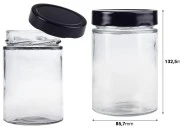 Cilindrična staklena tegla 500mL sa crnim zatvaračem T.O 82 Deep - 60 kom Cilindrična staklena tegla 500mL sa crnim zatvaračem T.O 82 Deep - 60 kom