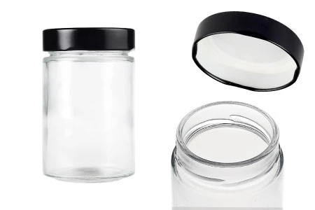 Cilindrična staklena tegla 220mL sa crnim zatvaračem T.O 63 Deep - 105 kom-1