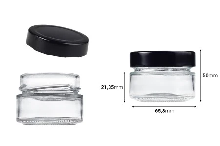 Cilindrična staklena tegla 75mL sa crnim zatvaračem T.O 63 Deep - 160 kom-2