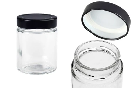 Cilindrična staklena tegla 150mL sa T.O 58 Deep crnim zatvaračem - 120 kom-1