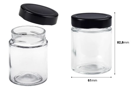 Cilindrična staklena tegla 150mL sa T.O 58 Deep crnim zatvaračem - 120 kom-2