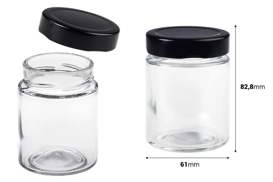 Cilindrična staklena tegla 150mL sa T.O 58 Deep crnim zatvaračem - 120 kom Cilindrična staklena tegla 150mL sa T.O 58 Deep crnim zatvaračem - 120 kom